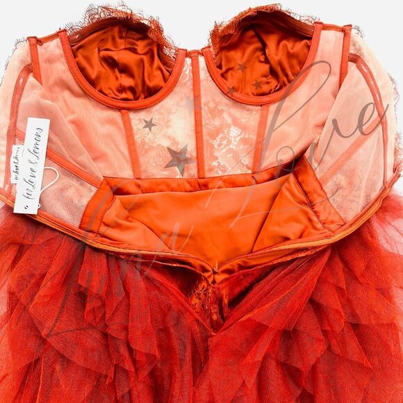 FOR LOVE & LEMONS Bustier Gown/Dress In Rust NWT - Picture 11 of 13